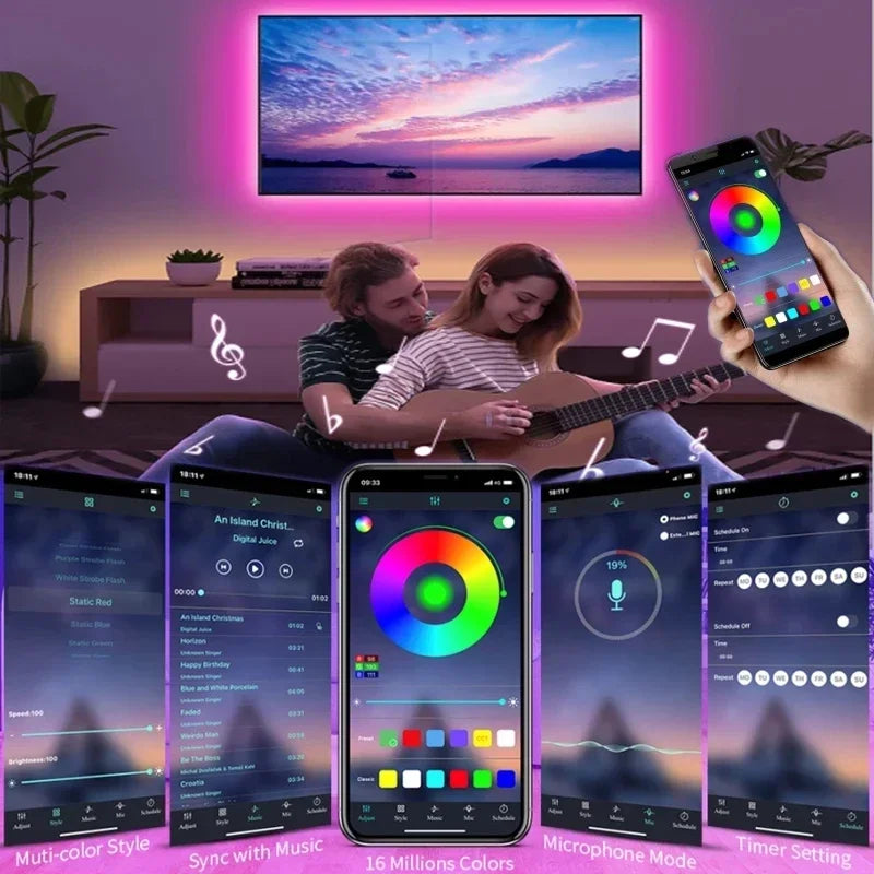 1-30M Usb Adhesive Rgb Led Strip Light With Remote Control 5Volt Wifi Bluetooth Controller Led Band Tape 15M 25M 5M 3M 2M 4Meter