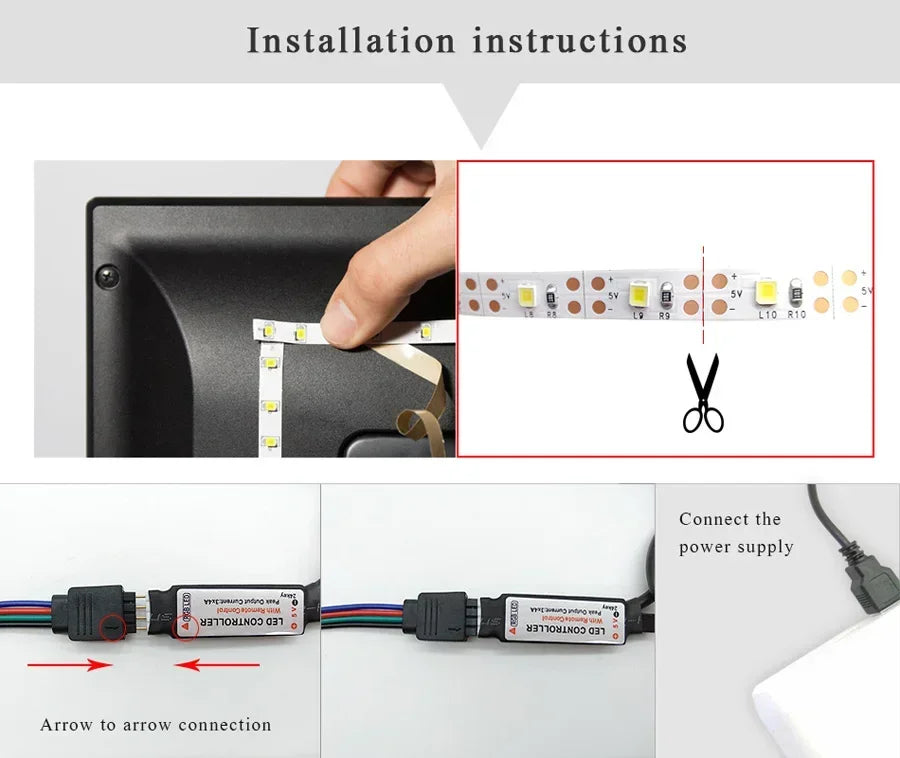 1-30M Usb Adhesive Rgb Led Strip Light With Remote Control 5Volt Wifi Bluetooth Controller Led Band Tape 15M 25M 5M 3M 2M 4Meter